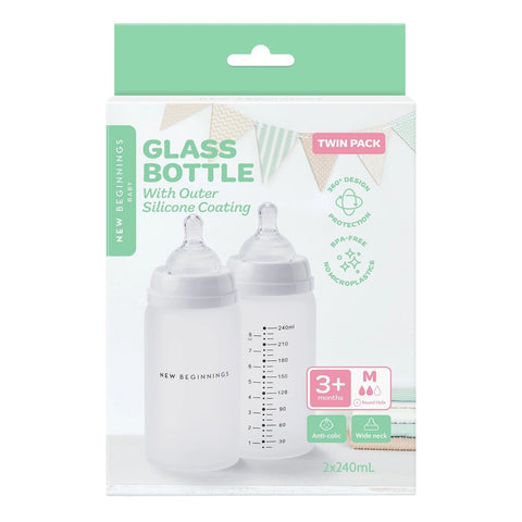New Beginnings Glass Bottle With Outer Silicone Coating Twin Pack