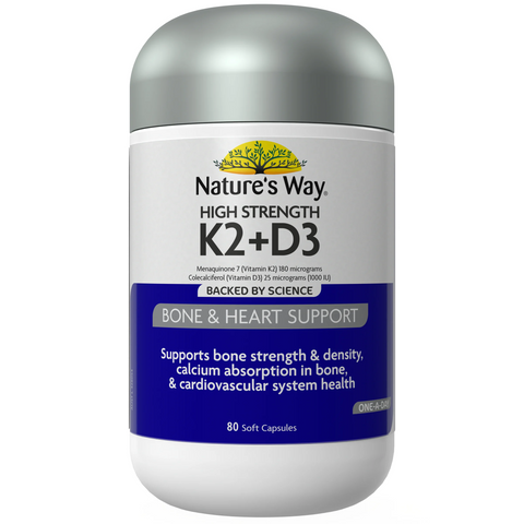 Nature's Way High Strength Vitamin K2 + D3 80 Capsules