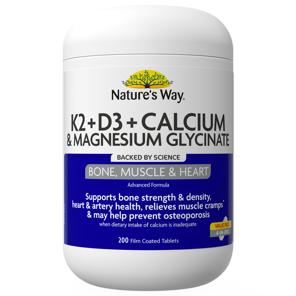 Nature's Way K2+D3 + Calcium & Magnesium Glycinate 80 Tablets