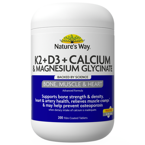 Nature's Way K2+D3 + Calcium & Magnesium Glycinate 80 Tablets