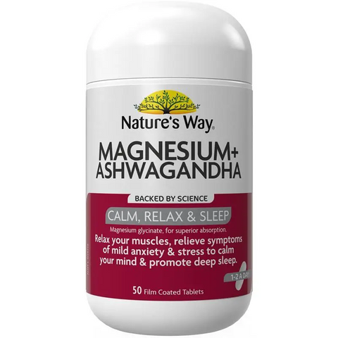 Nature's Way Magnesium + Ashwagandha 50 Tablets
