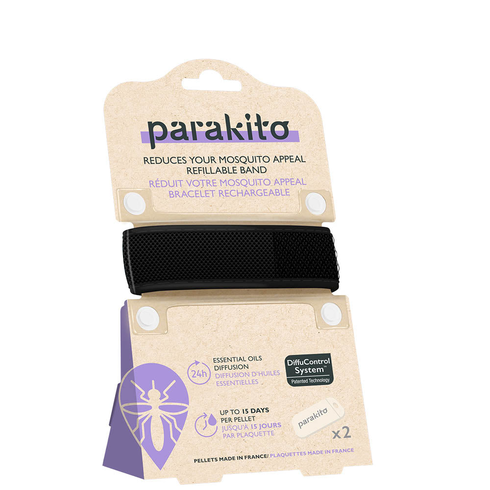 Parakito Mosquito Repellent Adult Wristbands with 2 Refills - Solid Colour Solid Black