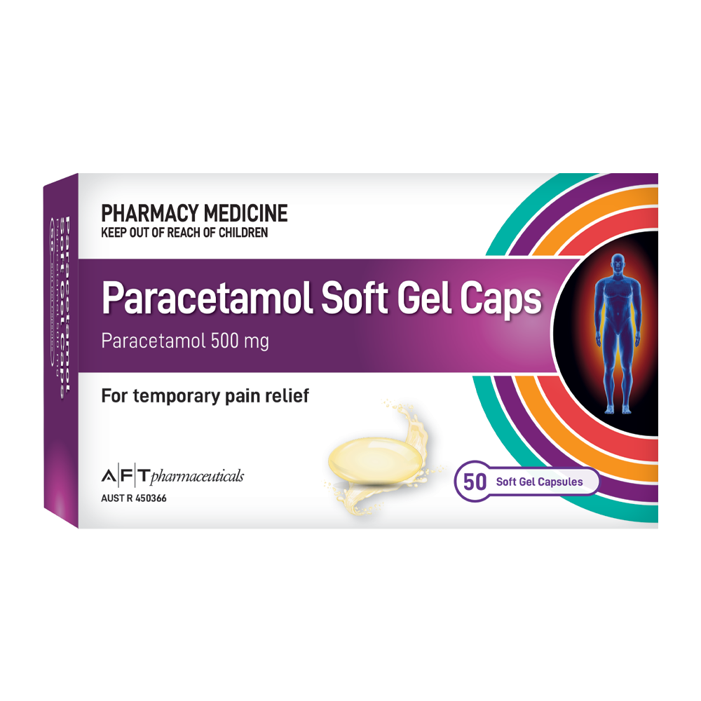 AFT Pharmaceuticals Paracetamol 500mg Soft Gel Capsules (Limit ONE per Order)