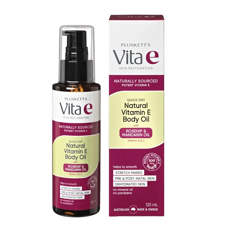 Plunkett's Vita E Pure Vitamin E Quick Dry Oil Pump 125mL