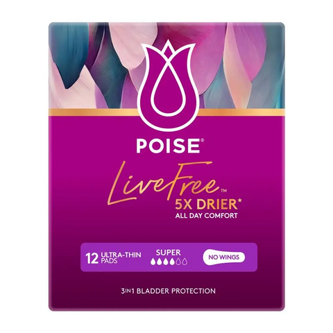 Poise LiveFree Incontinence Pads Super 12 Pack