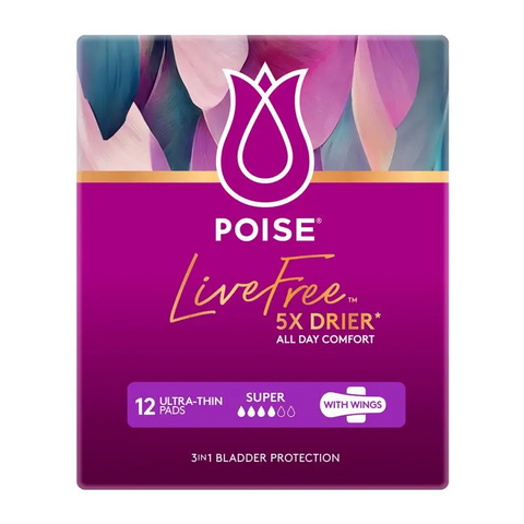 Poise LiveFree Incontinence Pads Super 12 Pack