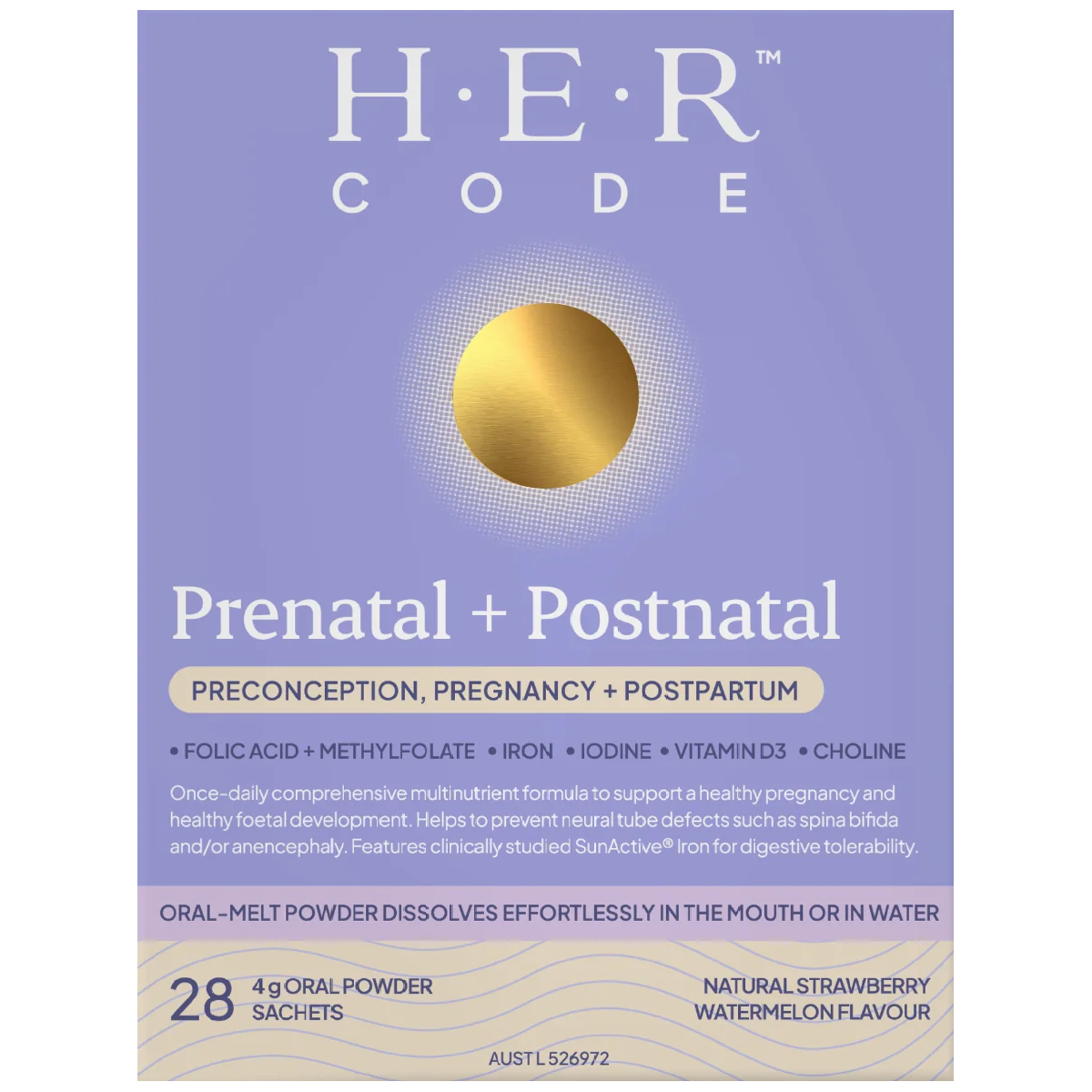 H.E.R Code Prenatal + Postnatal Oral-Melt Powder 4g x 28 Sachets