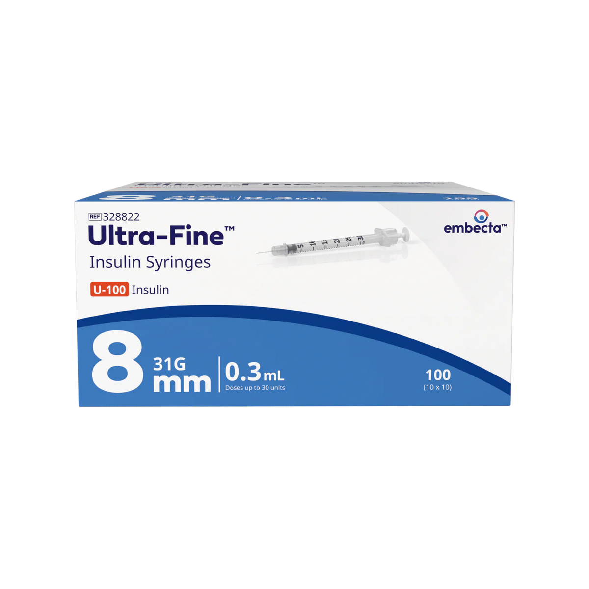 Embecta Ultra-Fine Insulin Syringes 100 Pack