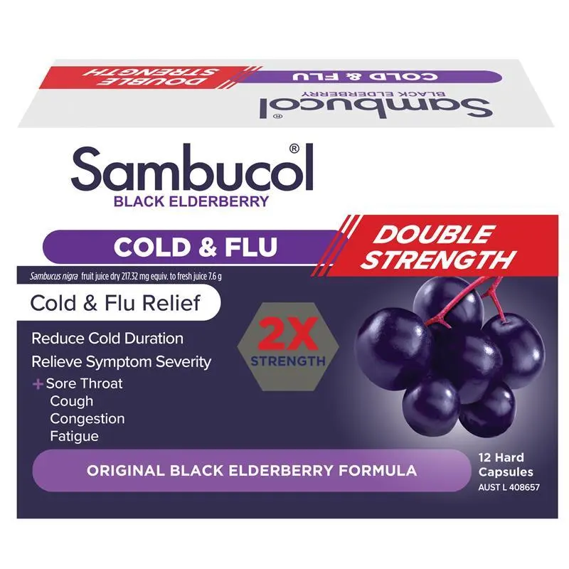 Sambucol Cold & Flu Double Strength 12 Capsules