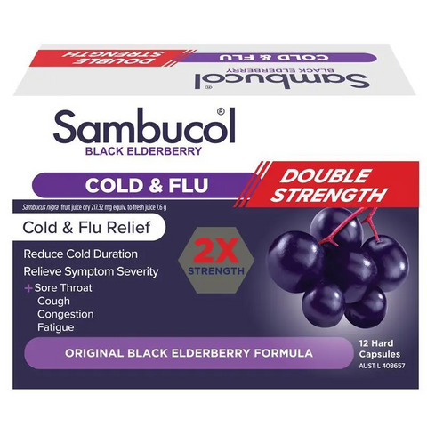 Sambucol Cold & Flu Double Strength 12 Capsules