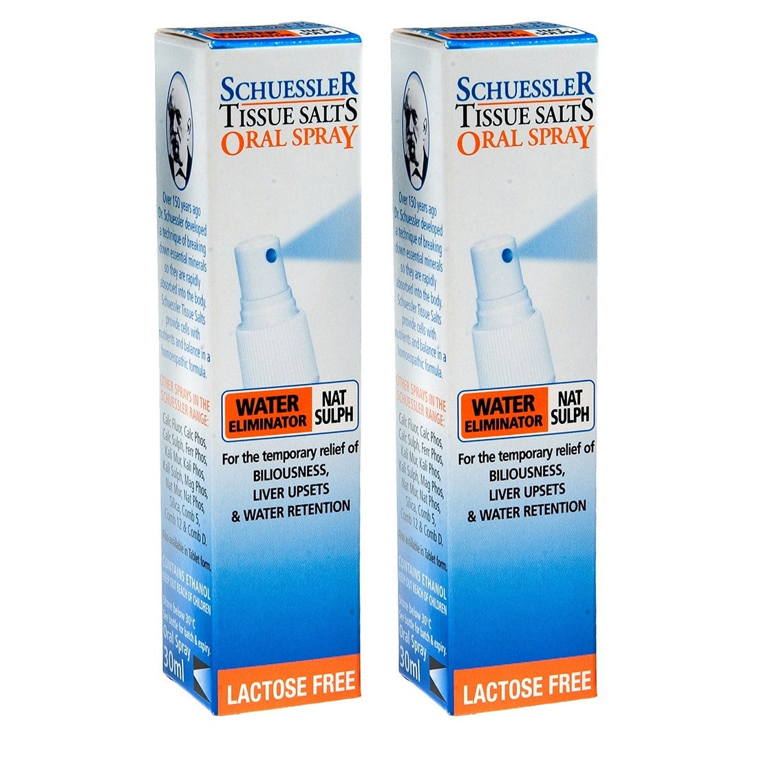 Martin & Pleasance Schuessler Tissue Salts Oral Spray Nat Sulph Water Eliminator 2 x 30mL - Nat Sulph 6X - Special Bundle (Expiry 03/2025)