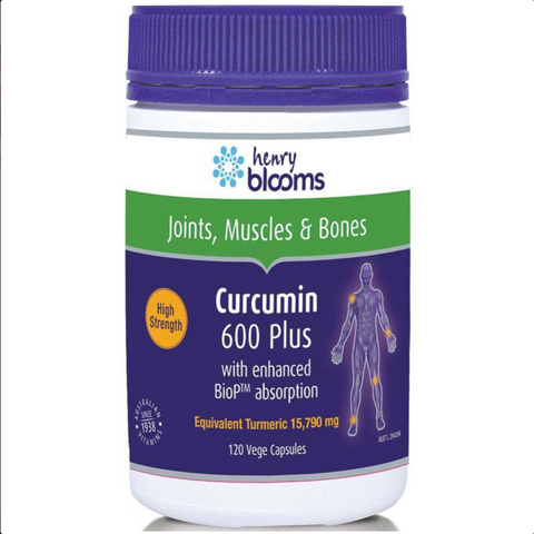Henry Blooms Curcumin 600 Plus with Enhanced BioP 120 Capsules (Expiry 12/2024)
