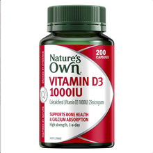 Load image into Gallery viewer, Nature&#39;s Own Vitamin D3 1000IU - Vitamin D - 200 Capsules (Expiry 10/2024)