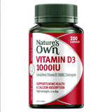 Nature's Own Vitamin D3 1000IU - Vitamin D - 200 Capsules (Expiry 10/2024)