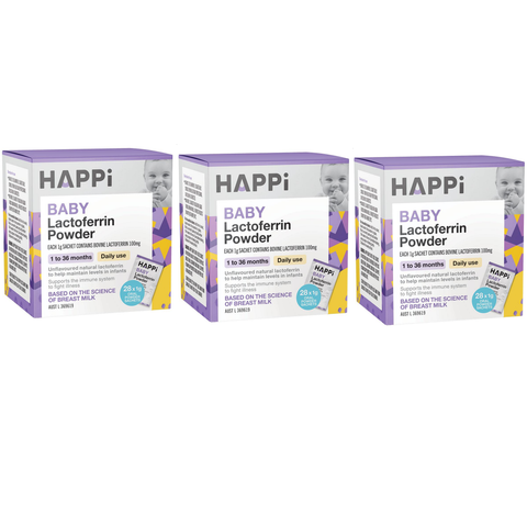 Happi Baby Lactoferrin Powder 1 to 36 Months 3 x 1g x 28 Sachets - Special Bundle