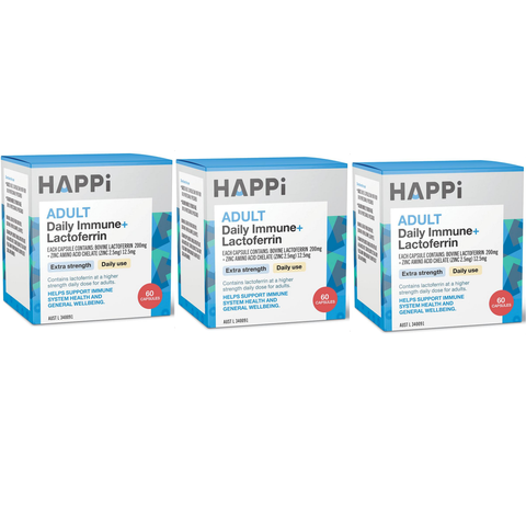 Happi Adults Daily Immune + Lactoferrin 3 x 60 Capsules - Special Bundle
