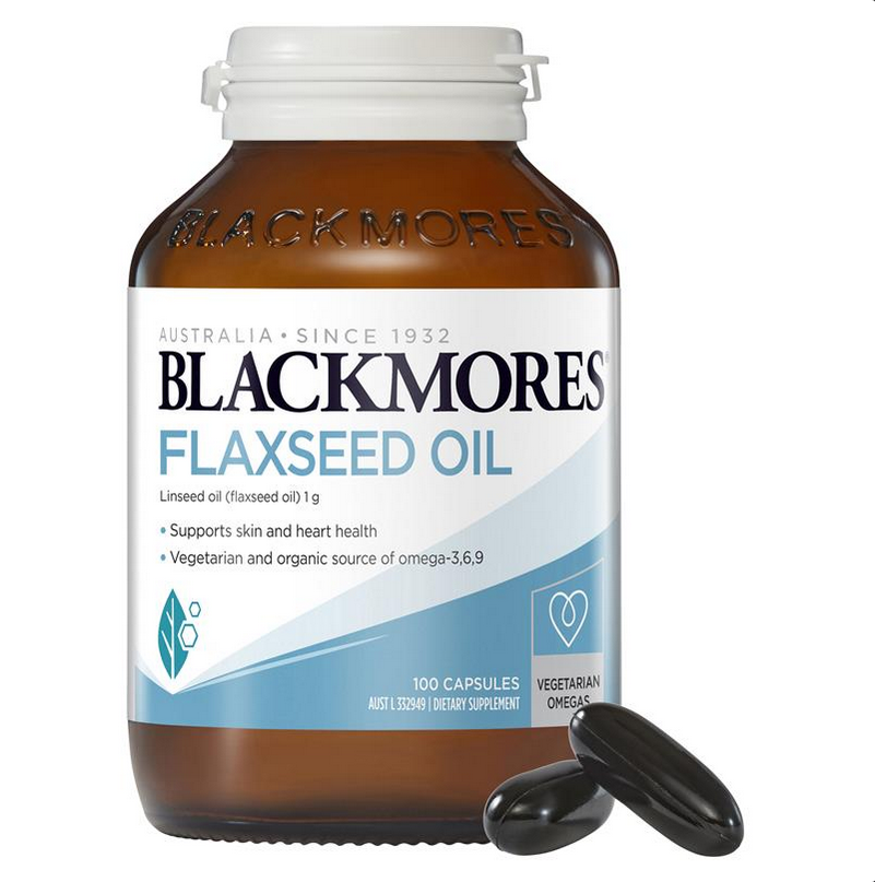 Blackmores Flaxseed Oil 1000mg Omega-3 100 Vegetarian Capsules (Expiry 22/06/2024)