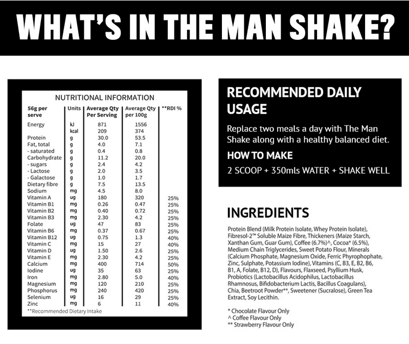 The Man Shake Meal Replacement Shake 15 Meals 840g