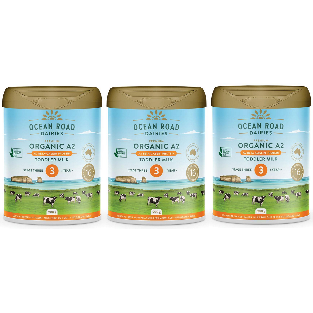 Ocean Road Dairies Organic A2 Protein Stage 3 Toddler Milk (1 Year+) 3 x 900g - Special Bundle