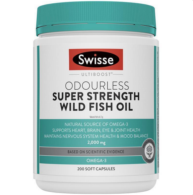 SWISSE Ultiboost Odourless Super Strength Wild Fish Oil 2000mg 200 Capsules