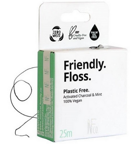 Natural Family Co Friendly Floss Activated Charcoal & Mint 25m