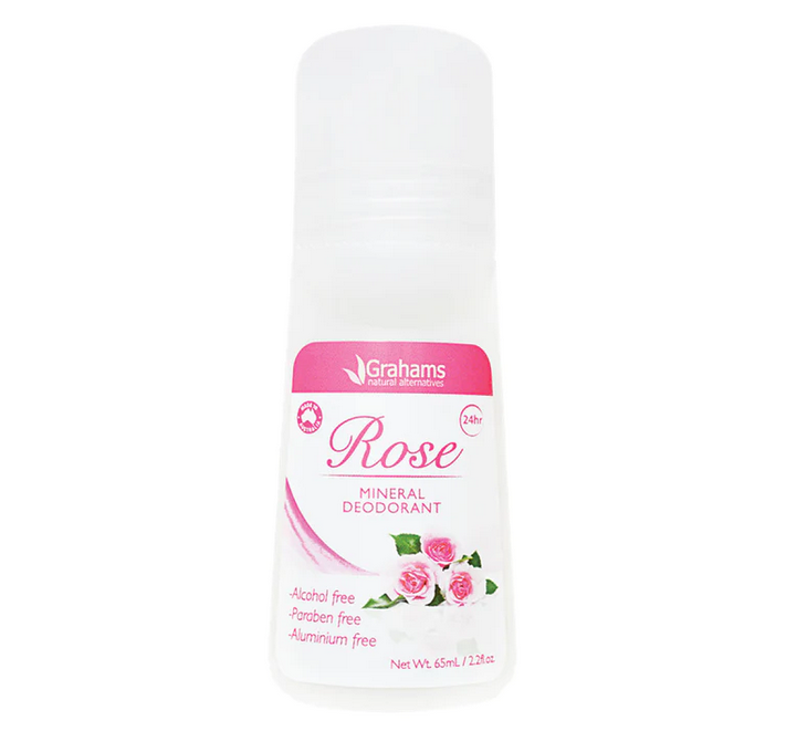 Grahams Natural Mineral Deodorant Roll-On Rose 65mL