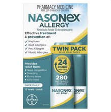 Load image into Gallery viewer, Nasonex Allergy Non-Drowsy 24 Hour Nasal Spray Twin Pack 2 x 140 Sprays (Limit ONE per Order)