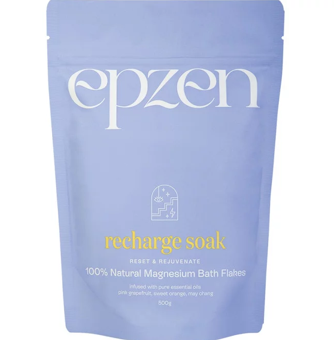 EpZen Recharge Soak Reset & Rejuvenate 100% Natural Magnesium Bath Flakes 500g