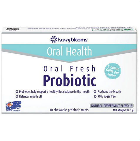 Henry Blooms Oral Fresh Probiotic 30 Chewable Mint Tablets