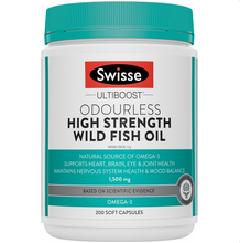 Load image into Gallery viewer, SWISSE Ultiboost Odourless High Strength Wild Fish Oil 1500mg 200 Capsules