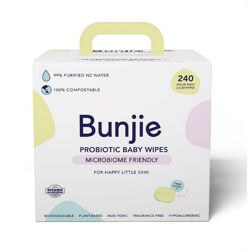 Bunjie Probiotic Baby Wipes 3 x 80 Pack