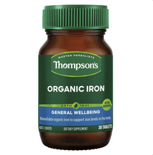 Load image into Gallery viewer, Thompson&#39;s Organic Iron 24mg 30 Tablets