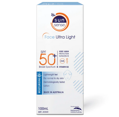 Ego SunSense Face Ultra Light Moisturising SPF50+ 100mL (expiry 11/24)