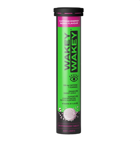 Wakey Wakey Caffeine Effervescent Berry Flavour 20 Tablets