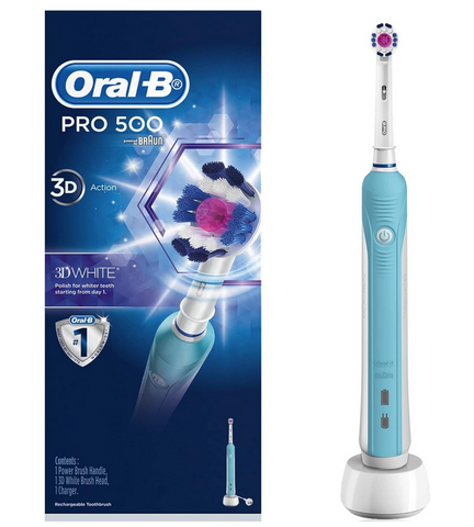 ORAL B PRO 500 3D White Rechargeable Electric Toothbrush