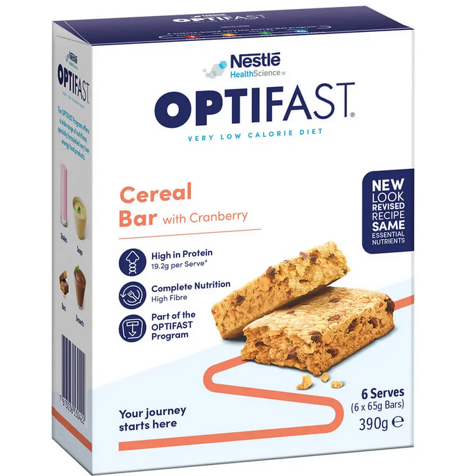 OPTIFAST VLCD Bar Cereal - 6 x 65g Bars 390g