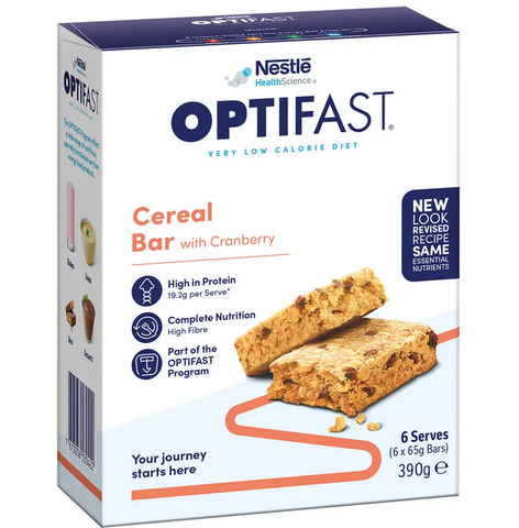 OPTIFAST VLCD Bar Cereal - 6 x 65g Bars 390g