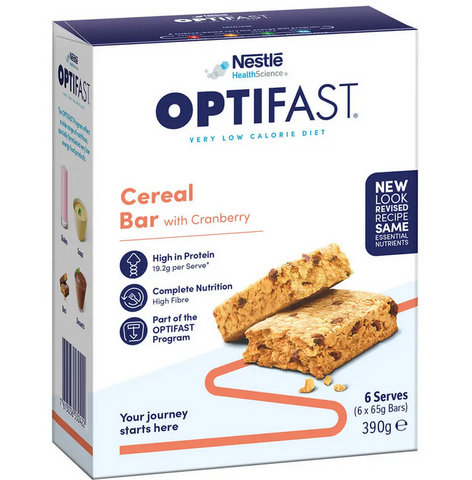 OPTIFAST VLCD Bar Cereal - 6 x 65g Bars 390g ( best before 4/24)