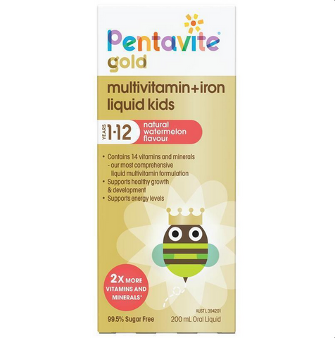 Pentavite Gold Multivitamin + Iron Liquid For Kids 200mL