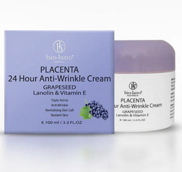 Bio-Lano Placenta 24 Hour Anti-Wrinkle Cream Grapeseed Lanolin & Vitamin E 100mL