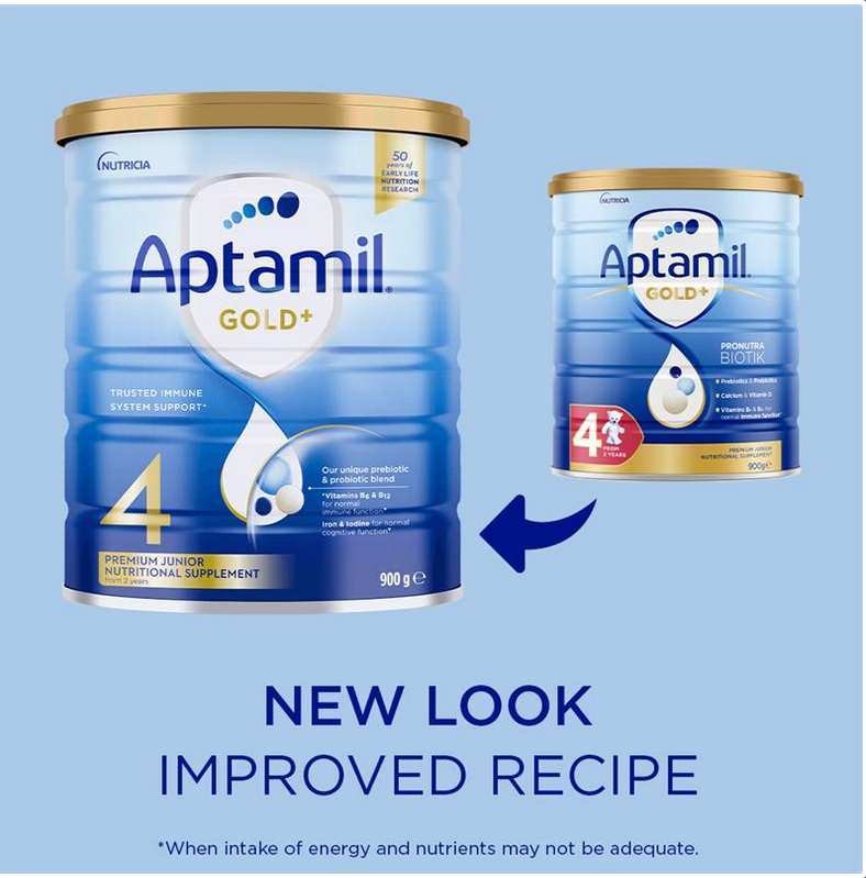 Aptamil Gold+ 4 Junior Nutritional Supplement Milk Drink From 2 Years 900g - NEW