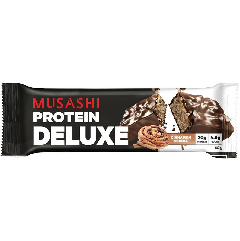 Musashi Deluxe Protein Bar Cinnamon Scroll 6 x 60g - Pack of 6