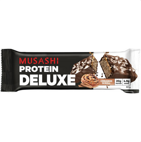 Musashi Deluxe Protein Bar Cinnamon Scroll 6 x 60g - Pack of 6