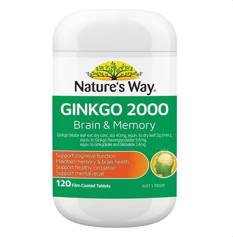 Nature's Way Ginkgo 2000 Brain & Memory 120 Tablets