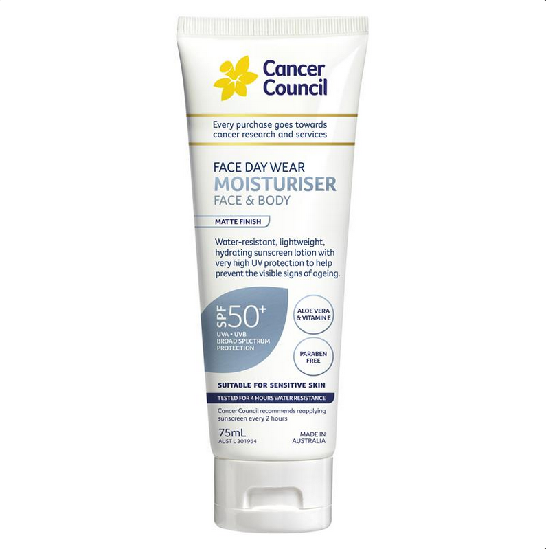 Cancer Council SPF 50+ Day Wear Face Matte Invisible 4Hr Water Resistant 75mL