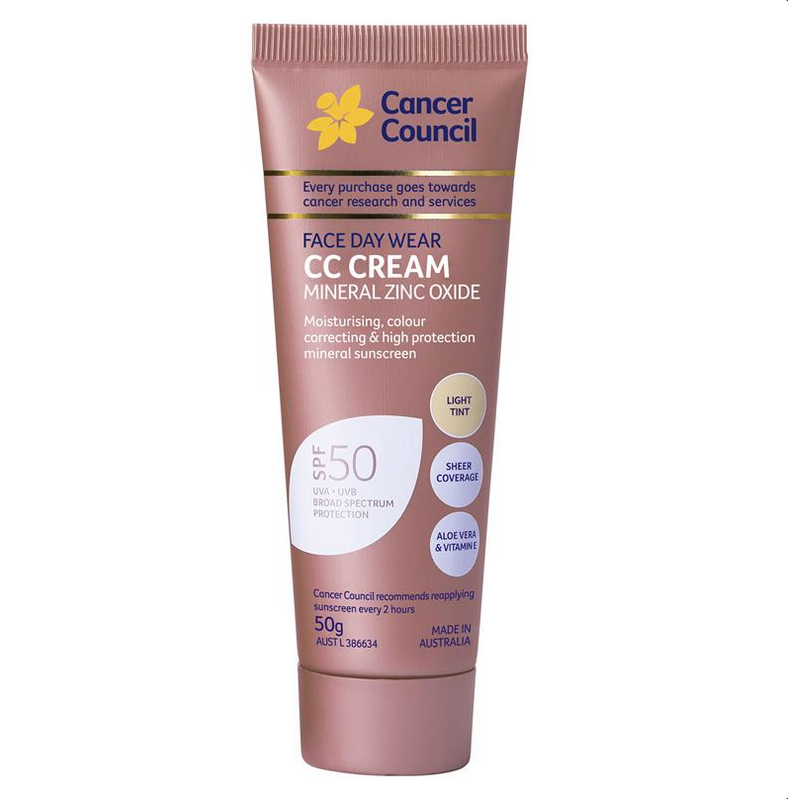 Cancer Council SPF 50 Face CC Cream Mineral Light 50mL