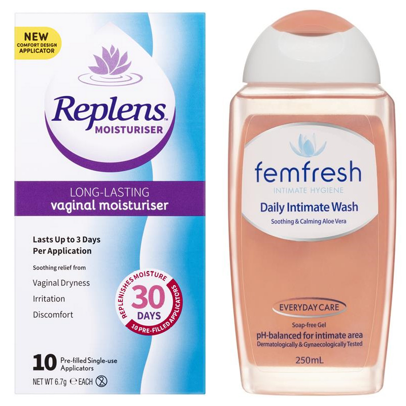 Replens Vaginal Moisturiser 10 Packs + Femfresh Daily Wash 250mL - Special Bundles