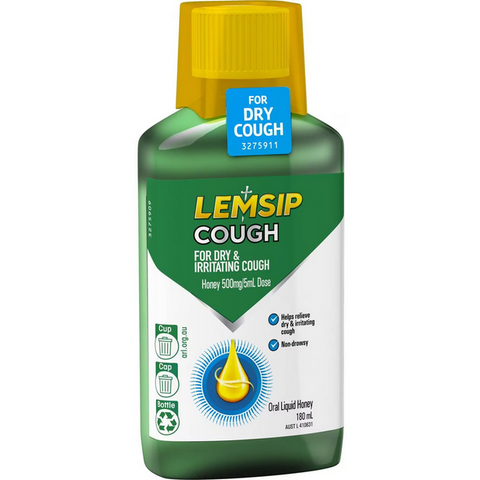 Lemsip Cold & Flu Dry Cough Liquid With Honey 180mL