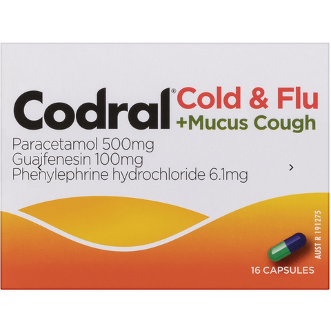 Codral Cold & Flu + Mucus Cough 16 Capsules