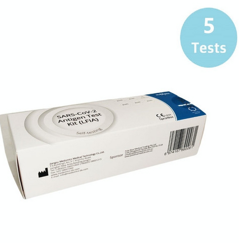 Medomics Covid 19 Rapid Antigen Test Nasal (Nasal Swab) 5 Pack